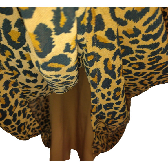 Time And Tru LEOPARD Babydoll SMOCK Dress BOHO Hippie Peasant Animal Sz L 12-14 - Picture 9 of 15